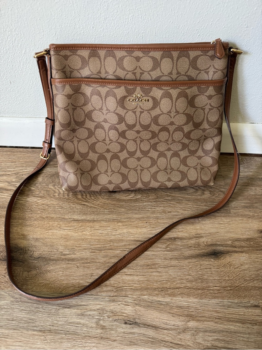 Coach Brown Signature File Bag Crossbody